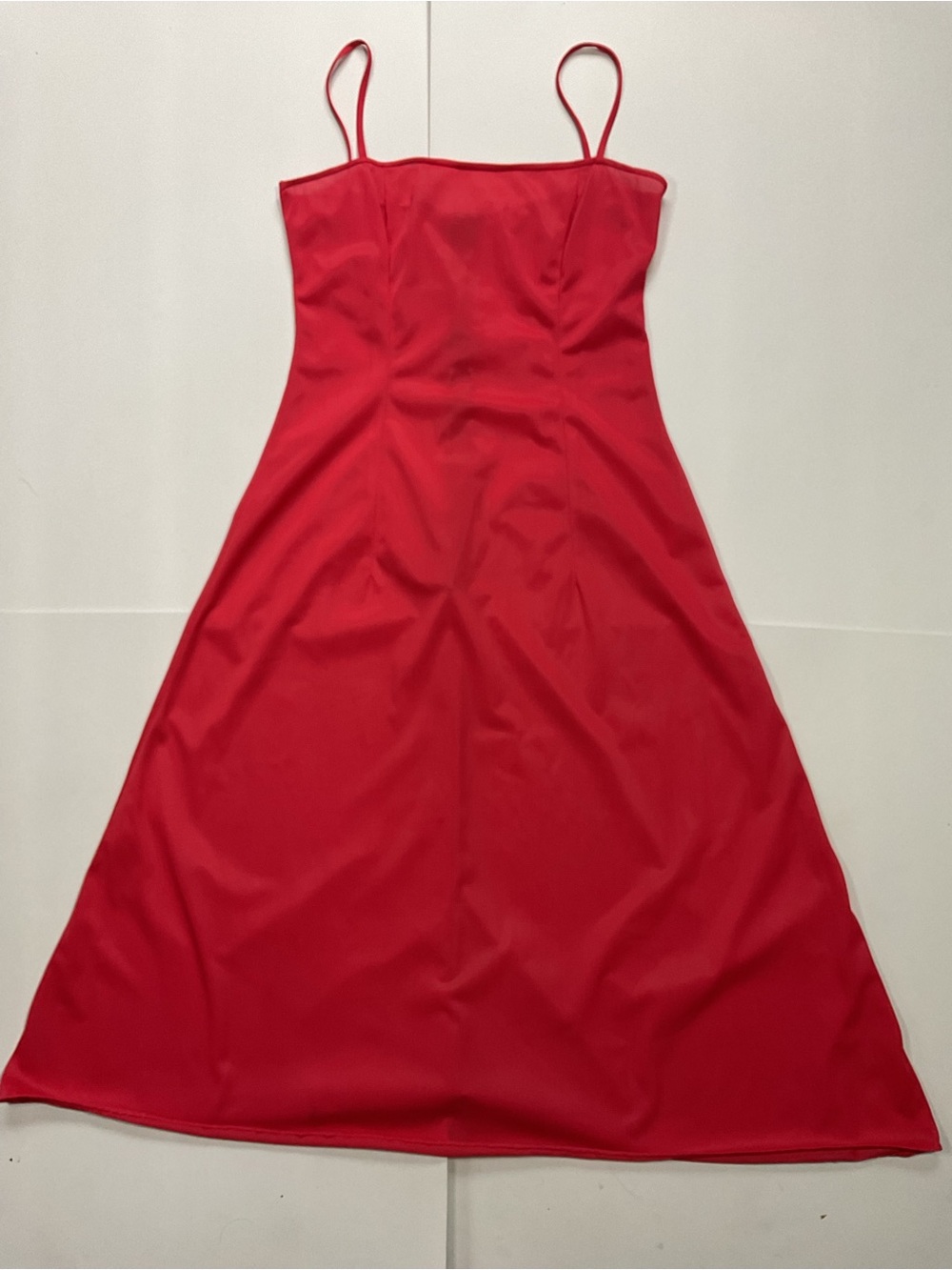 Vintage Y2K Minimalist Red Slip Midi Dress Spaghetti Strap